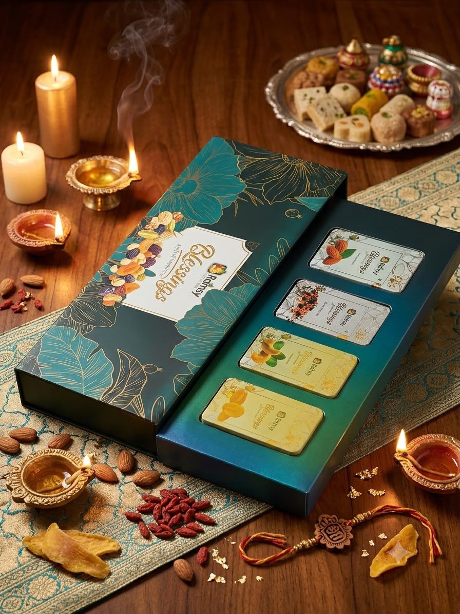 RAMSY Festive Blessings Luxury Gift Box | Premium Assortment of Cashews, Almonds, Raisins & Seedberry Mix