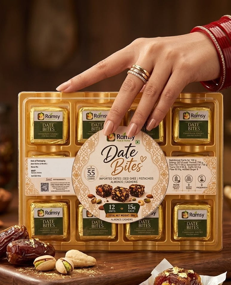 Ramsy Date Bites – Premium Sugar-Free Dry Fruit Treats (12 Units, 180g)
